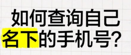 查询自己的名下手机号